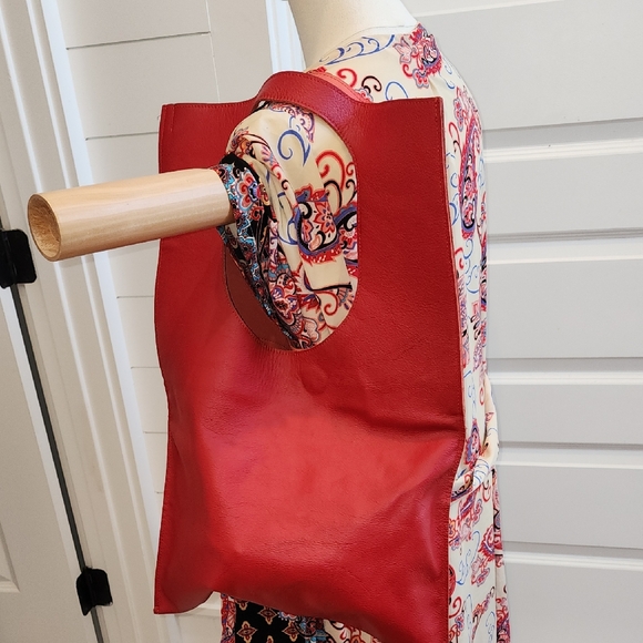 Elegant Red Leather Tote Bag